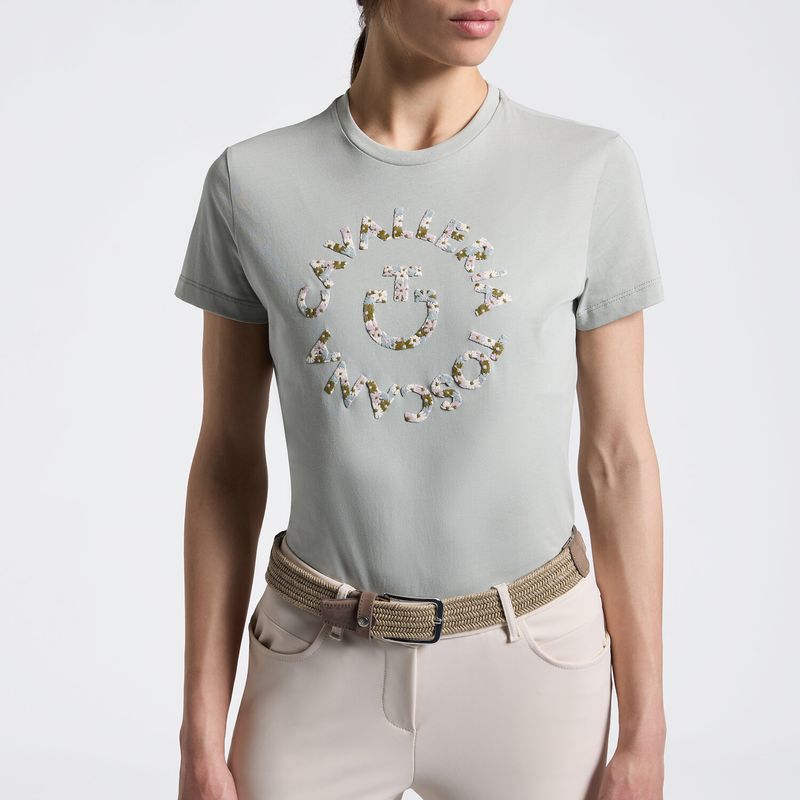 Women's T-Shirt with Floral Embroidery | Cavalleria Toscana - Belgian Block